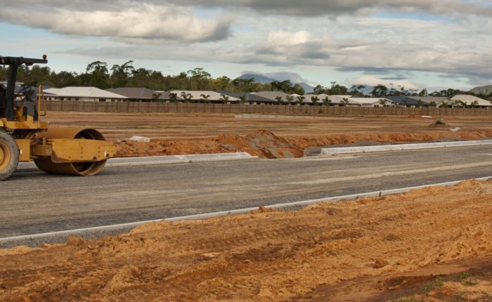 a roller truck preparing the new road